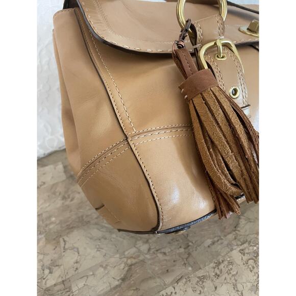 Coach Hampton Flap stitched tan Bag 11546 Satchel/Carryall - Picture 8 of 9